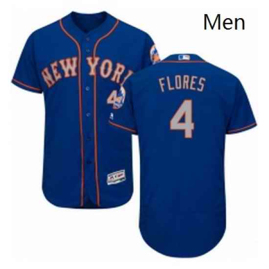 Mens Majestic New York Mets 4 Wilmer Flores RoyalGray Alternate Flex Base Authentic Collection MLB Jersey